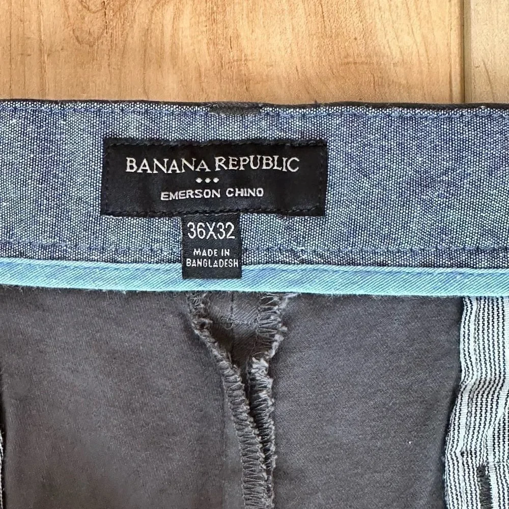 Banana Republic Mens Emerson Cotton Chino Khakis Dark-Steel Gray 36